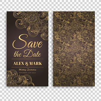 Brown and gold wedding card design eps vector