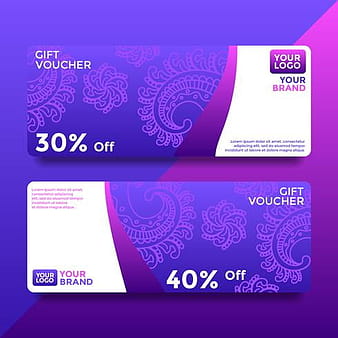 Purple Batik Gift Card Voucher Templates Vector eps svg