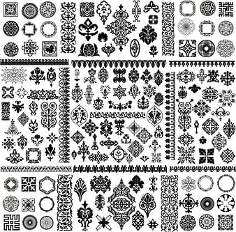 Classic traditional black and white pattern vector corners eps
