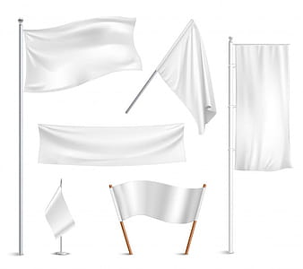 Various white flags and banners pictograms collection eps vector