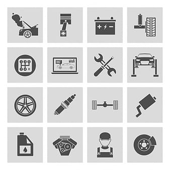 Black and white car repair icons eps vector