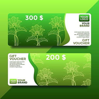 Green Batik Gift Card Voucher Templates Vector eps svg