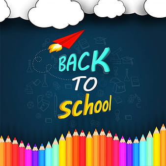 Pencils and Chalkboard Background, Back to School Concept eps vector
