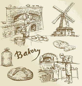 Hand drawn bakery making vector eps