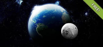 3D Earth and Moon for adobe photoshop psd vector