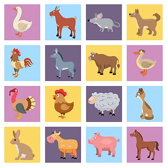 Farm animals livestock and pets icons set isolated vector illustration eps