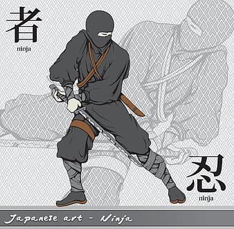 Ninja with kanji vector ai eps