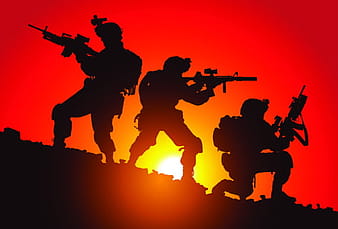 Set siluet tentara vektor  eps