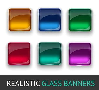 Realistic glass buttons vector set eps