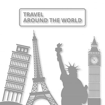 World landmar symbol travel around the world eps vector