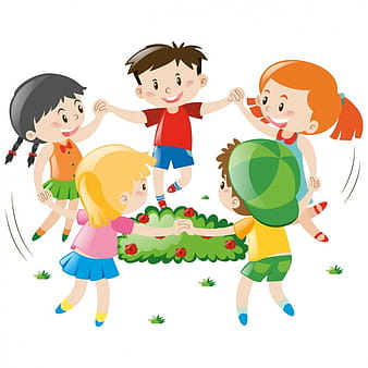 أطفال يلعبون التصميم eps