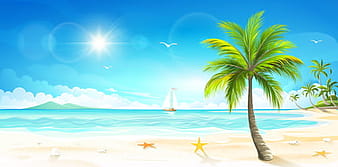 Beautiful tropical island landscape vector  eps