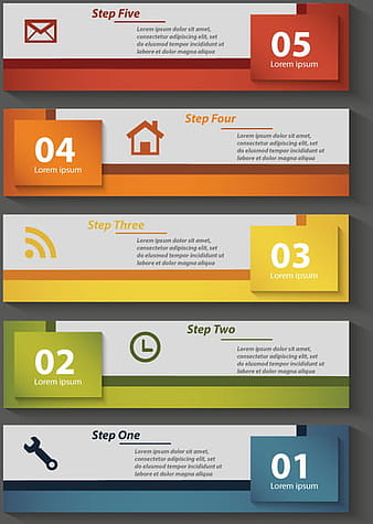 Urutan desain diagram infografis dengan templat spanduk horizontal ai eps