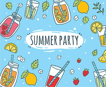 Hand Drawn Summer Party Drinks Vector eps svg
