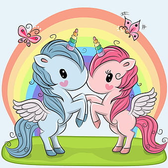 Cartoon unicorns cute vectors 12 eps