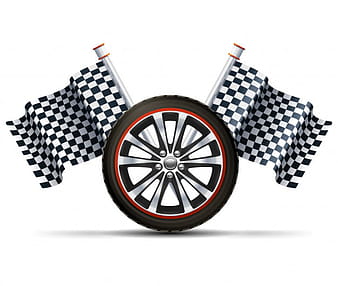 Racing Wheel With Flags eps vector