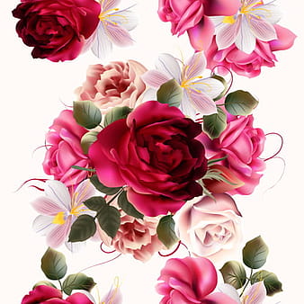 Roses and huasinth flowers seamless pattern vector ai