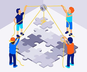 ภาพประกอบการทำงานเป็นทีม Isometric svg eps
