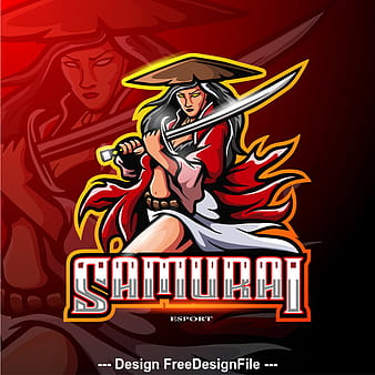 Vector logo de samurai femenino eps