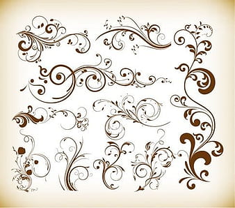 Conjunto de vector de remolino floral eps