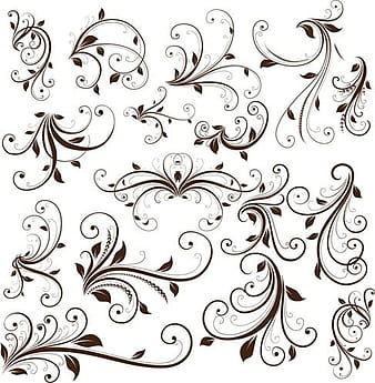 Elemento decorativo floral remolino eps