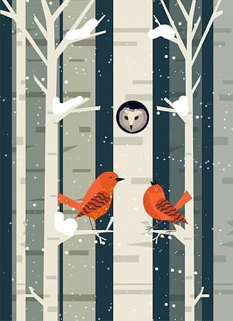 Diseño plano del icono del bosque del invierno del fondo de las aves silvestres ai eps