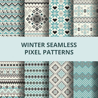 Cute pixel patterns for winter eps vector