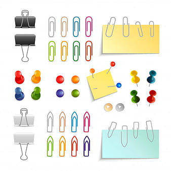 Paper Clip And Pin Set eps vector