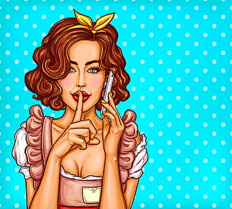 Vector pop art illustration of a young sexy girl talking on a mobile phone eps