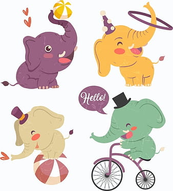 Performing elephant icons cute cartoon design eps ai vector