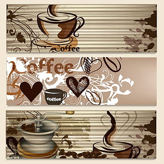 Hand drawn coffee banner elements vector  ai