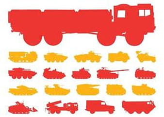 Military Vehicles Silhouettes ai vector