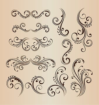 Conjunto de vectores de diseño floral de remolino vintage eps