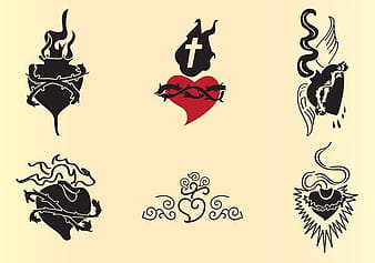 Vectores del tatuaje del sagrado corazón ai