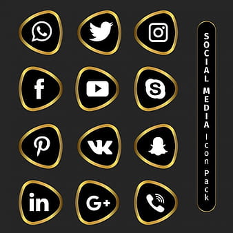 Golden social media icon pack eps vector