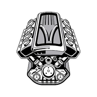 Чертеж на двигател Hot Rod V8 eps svg