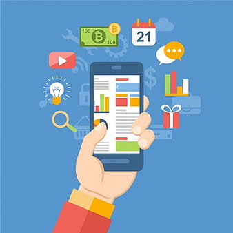Hand holding a mobile ai eps vector