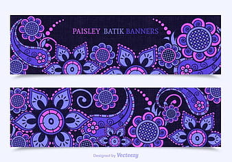 Free Paisley Batik Vector Banners eps