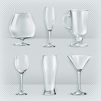 Glass cup set vector material ai