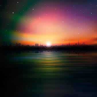 Urban Sunrise Landscape vector  eps
