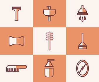 Orange Bathrobe and Other Tools Vector eps svg