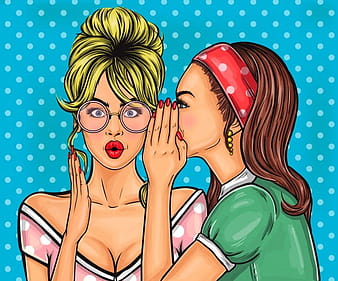 Pop art girls share secrets, eps vector