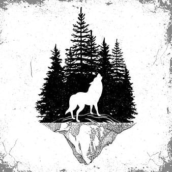 Satwa liar tato template desain siluet ikon hutan serigala eps ai