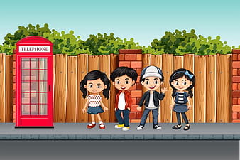 Cute children street scene eps vector