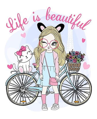 Cartoon illustration cute girl vector eps