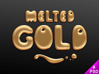 Melted Gold Text Style psd vector