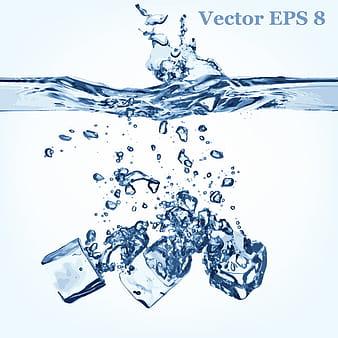 ice cubes with water background vector  eps
