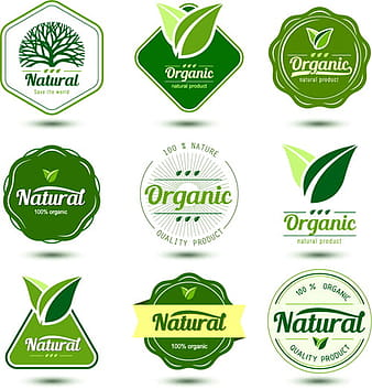 Vector de diseño de etiquetas de productos naturales eps