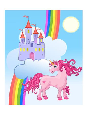 Unicorn and Rainbow Castle vectors eps