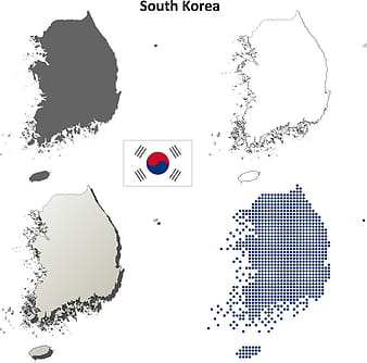 South Korea outline map set vector eps ai